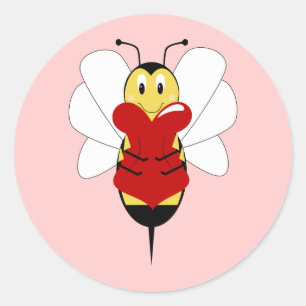 Adesivo Redondo Valentine Bumble Bee Sticker