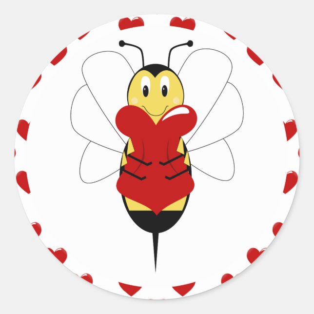 Adesivo Redondo Valentine Bumble Bee Sticker (Frente)