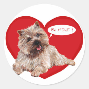 Adesivo Redondo Valentine Cairn Terrier diz Seja Meu!