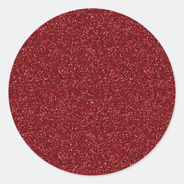 Adesivo Redondo Valentine Classic Trendy Red Glitter (Frente)