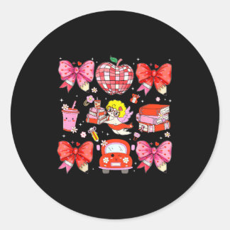 Adesivo Redondo Valentine Cupid Coquette Pink Bow Apple Books Teac