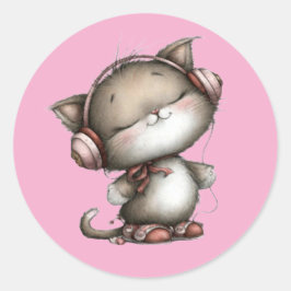 Adesivo Redondo Valentine Cute Cat 3 Inch Sticker – Love Design