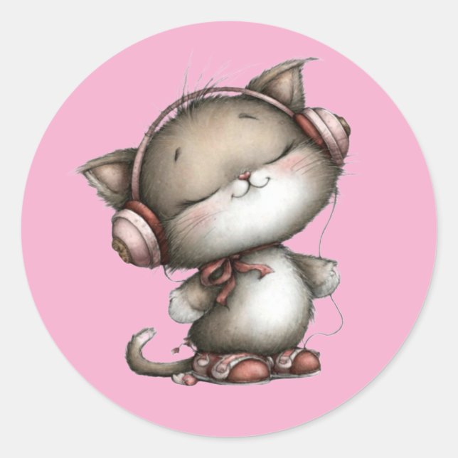 Adesivo Redondo Valentine Cute Cat 3 Inch Sticker – Love Design (Frente)