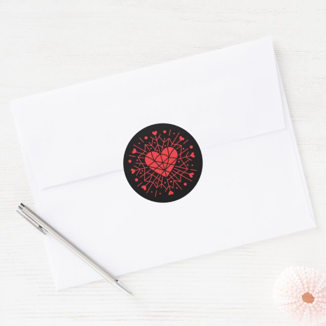 Adesivo Redondo Valentine Day - Red Heart -  (Envelope)