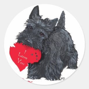 Adesivo Redondo Valentine de Terrier Escocês