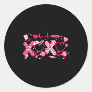 Adesivo Redondo Valentine Enfermeira Xoxo Estetoscópio Rn Pct Cna