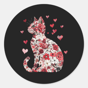 Adesivo Redondo Valentine Gato Coração - Feliz Meowentines