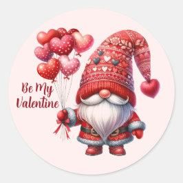 Adesivo Redondo Valentine Gnome Sticker – Heart Balloon Design 