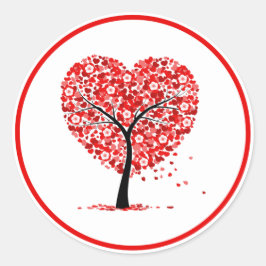 Adesivo Redondo Valentine Heart Tree Floral Sticker 