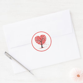 Adesivo Redondo Valentine Heart Tree Floral Sticker 