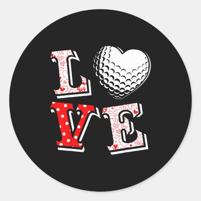 Adesivo Redondo Valentine Love Golf Heart Valentine Day Women Men  (Frente)