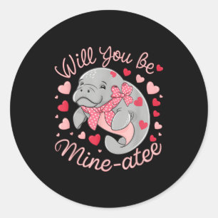 Adesivo Redondo Valentine Manatee Animalzinho Cute Corações Você S