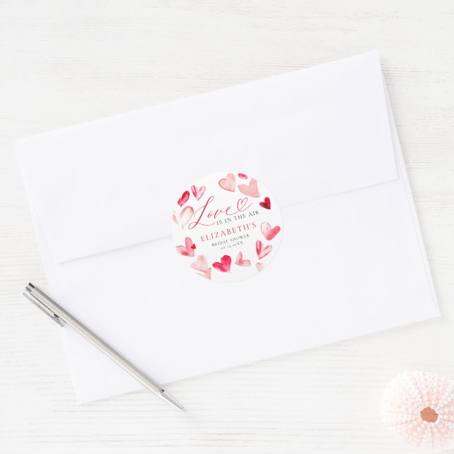 Adesivo Redondo Valentine Modern Whimsical Hearts Bridal Shower (Envelope)