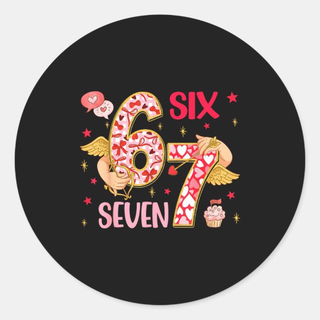 Adesivo Redondo Valentine Nge 67 Funny Saying Six Seven Valentine' (Frente)
