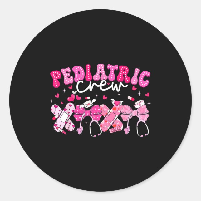 Adesivo Redondo Valentine Pediatric Crew Xoxo Nurse Coquette Bow P (Frente)