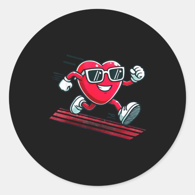 Adesivo Redondo Valentine’s Day Love Heart Runner Track Running  (Frente)