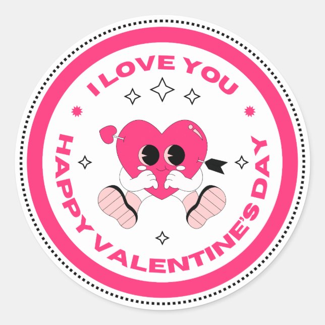 Adesivo Redondo Valentine’s Day Love Sticker (Frente)