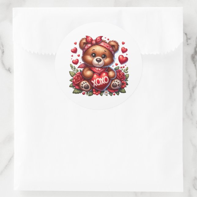 Adesivo Redondo Valentine Teddy Stickers (Bolsa)