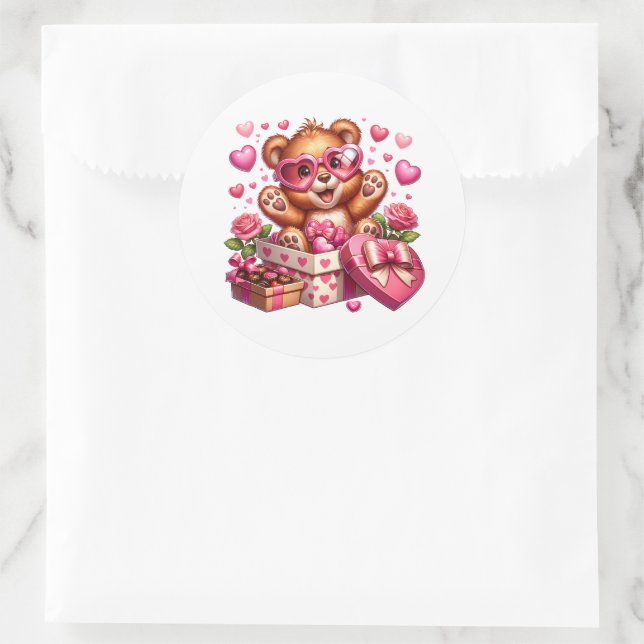 Adesivo Redondo Valentine Teddy Stickers (Bolsa)