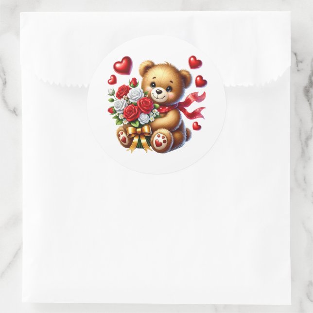 Adesivo Redondo Valentine Teddy Stickers (Bolsa)