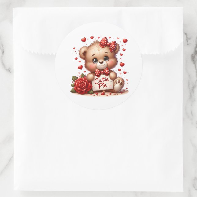 Adesivo Redondo Valentine Teddy Stickers (Bolsa)
