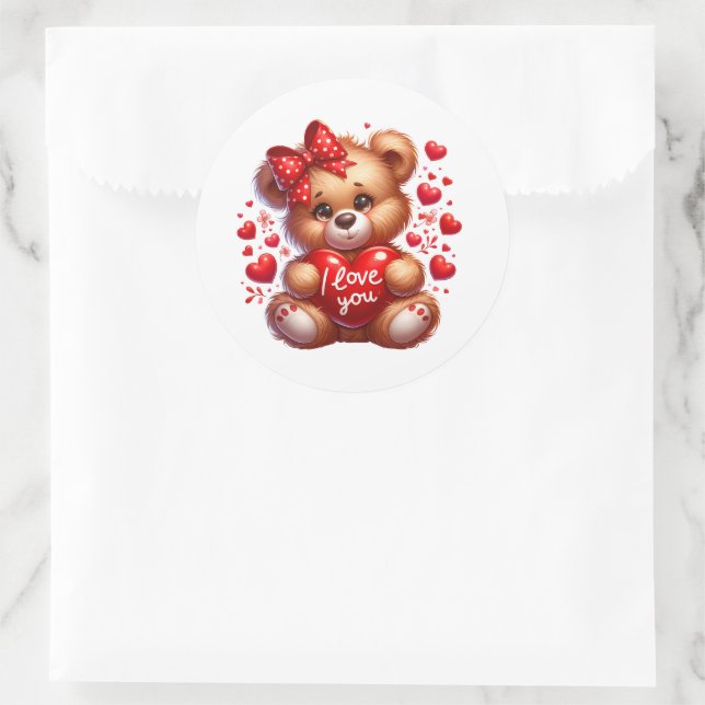 Adesivo Redondo Valentine Teddy Stickers (Bolsa)