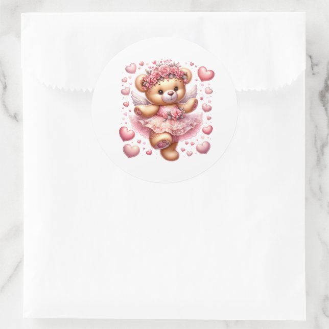 Adesivo Redondo Valentine Teddy Stickers (Bolsa)