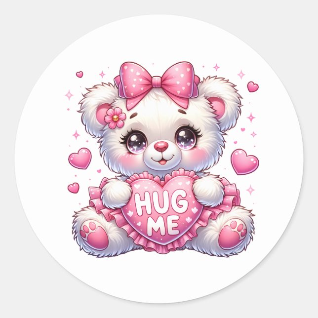 Adesivo Redondo Valentine Teddy Stickers (Frente)