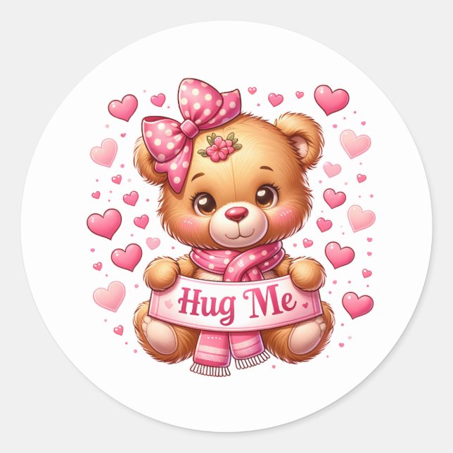 Adesivo Redondo Valentine Teddy Stickers (Frente)
