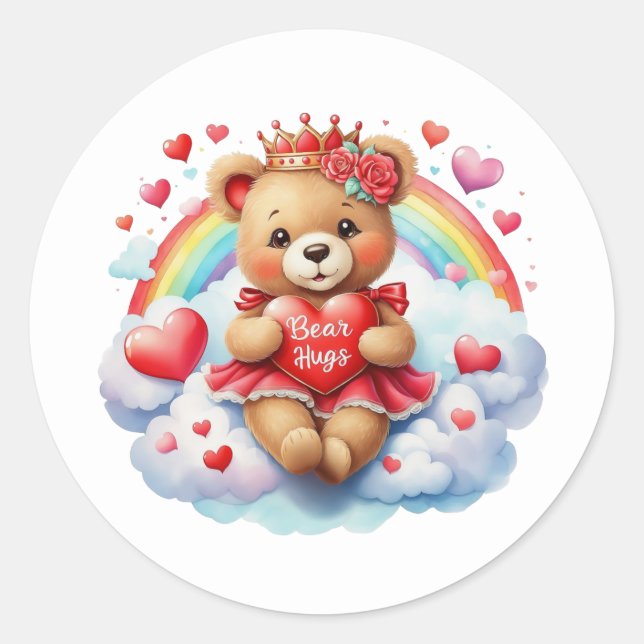 Adesivo Redondo Valentine Teddy Stickers (Frente)