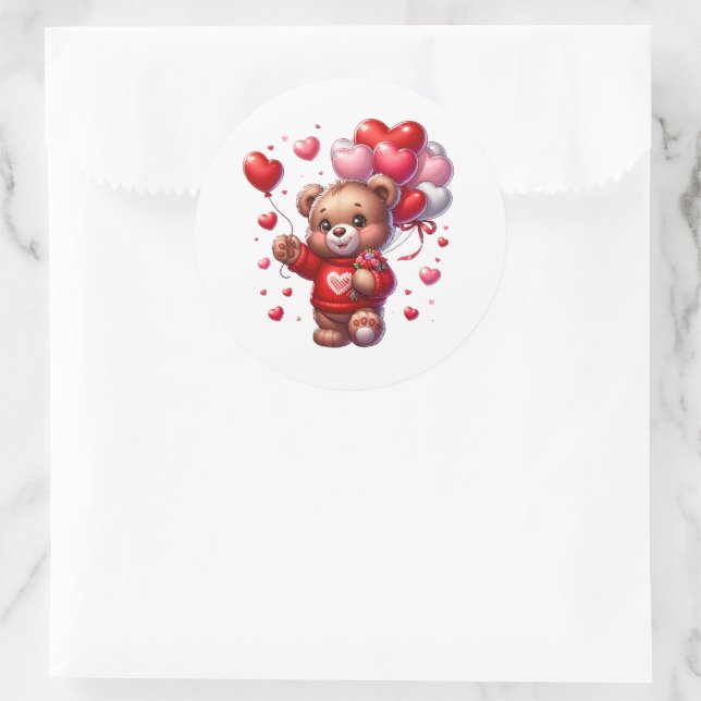 Adesivo Redondo Valentine Teddy Stickers (Bolsa)