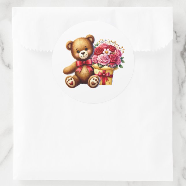 Adesivo Redondo Valentine Teddy Stickers (Bolsa)