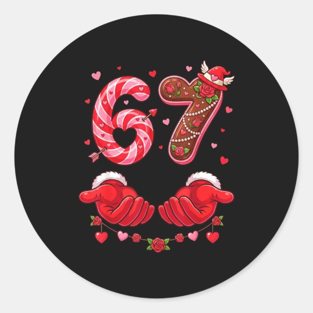 Adesivo Redondo Valentine's Day 67 Hilarious Six Seven Love Meme F (Frente)