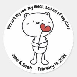 Adesivo Redondo Valentine's Day Bear Heart