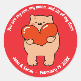 Adesivo Redondo Valentine's Day Bear Heart