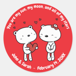 Adesivo Redondo Valentine's Day Bear Heart
