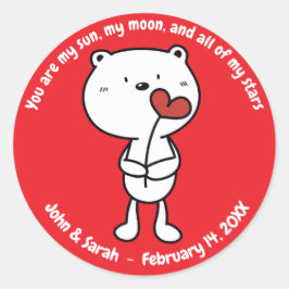 Adesivo Redondo Valentine's Day Bear Heart