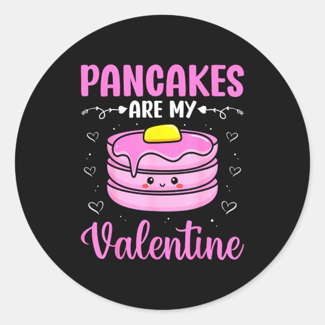 Adesivo Redondo Valentine's Day Couple - Pancakes Are My Valentine (Frente)
