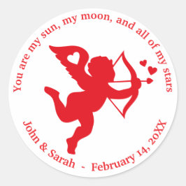 Adesivo Redondo Valentine's Day Cupid hot red white