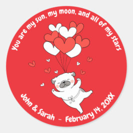 Adesivo Redondo Valentine's Day Dog Heart