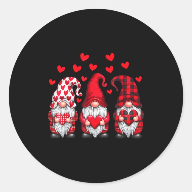 Adesivo Redondo Valentines Day Gnomes Cute Red Hearts Love Gnome W (Frente)