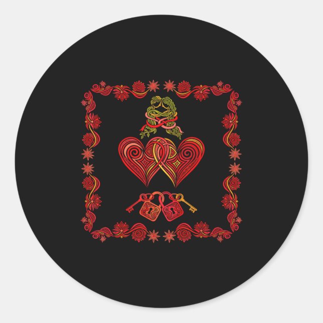 Adesivo Redondo Valentines Day Matching Couple Heart Pajamas Men W (Frente)