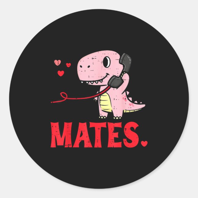 Adesivo Redondo Valentines Day Matching Soulmates Mates Dino Coupl (Frente)