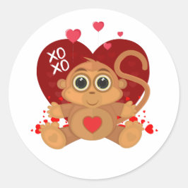 Adesivo Redondo Valentine's Day Monkey