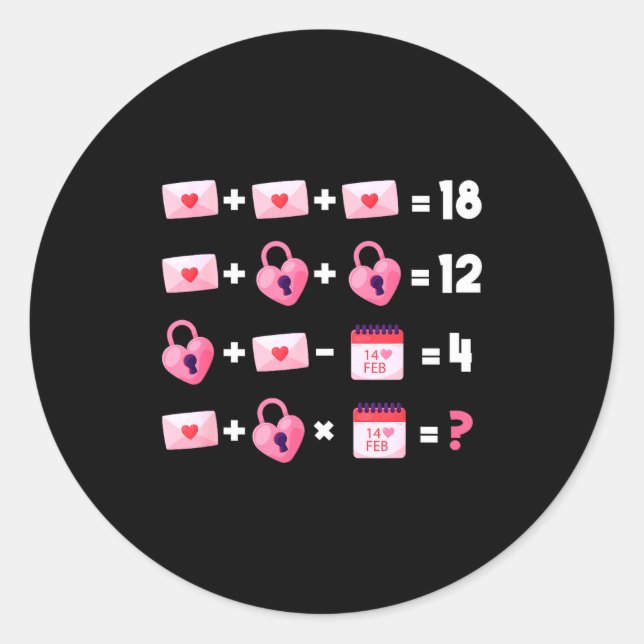 Adesivo Redondo Valentines Day Order Of Operations Valentines Math (Frente)