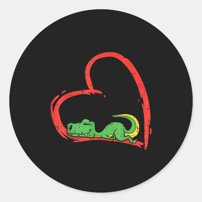 Adesivo Redondo Valentines Day Shirt Funny Heart Trex Sleeng Dinos (Frente)