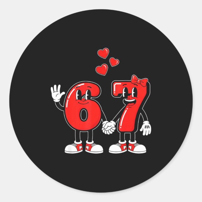 Adesivo Redondo Valentine's Day Six Seven Hearts 6 7 Meme Gen Alph (Frente)
