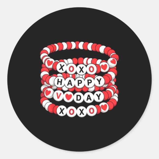 Adesivo Redondo Valentines Friendship Bracelets Valentines Women K (Frente)