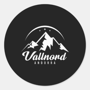 Adesivo Redondo Vallnord Andorra Ski Resort, esquiando Snowboard