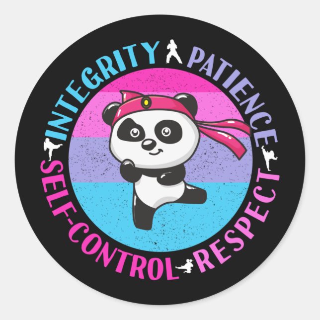 Adesivo Redondo Valores de Artes Marciais - Mindset Girly Karate (Frente)